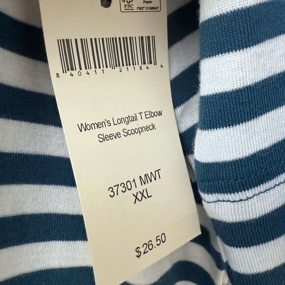 DULUTH TRADING CO. Striped Tee XXL Teal Blue Cotton Womens Top NWT Nautical - Picture 7 of 8